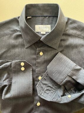 Eton - all cotton Navy blue dress shirt Size 39 (15.5” neck) slim
